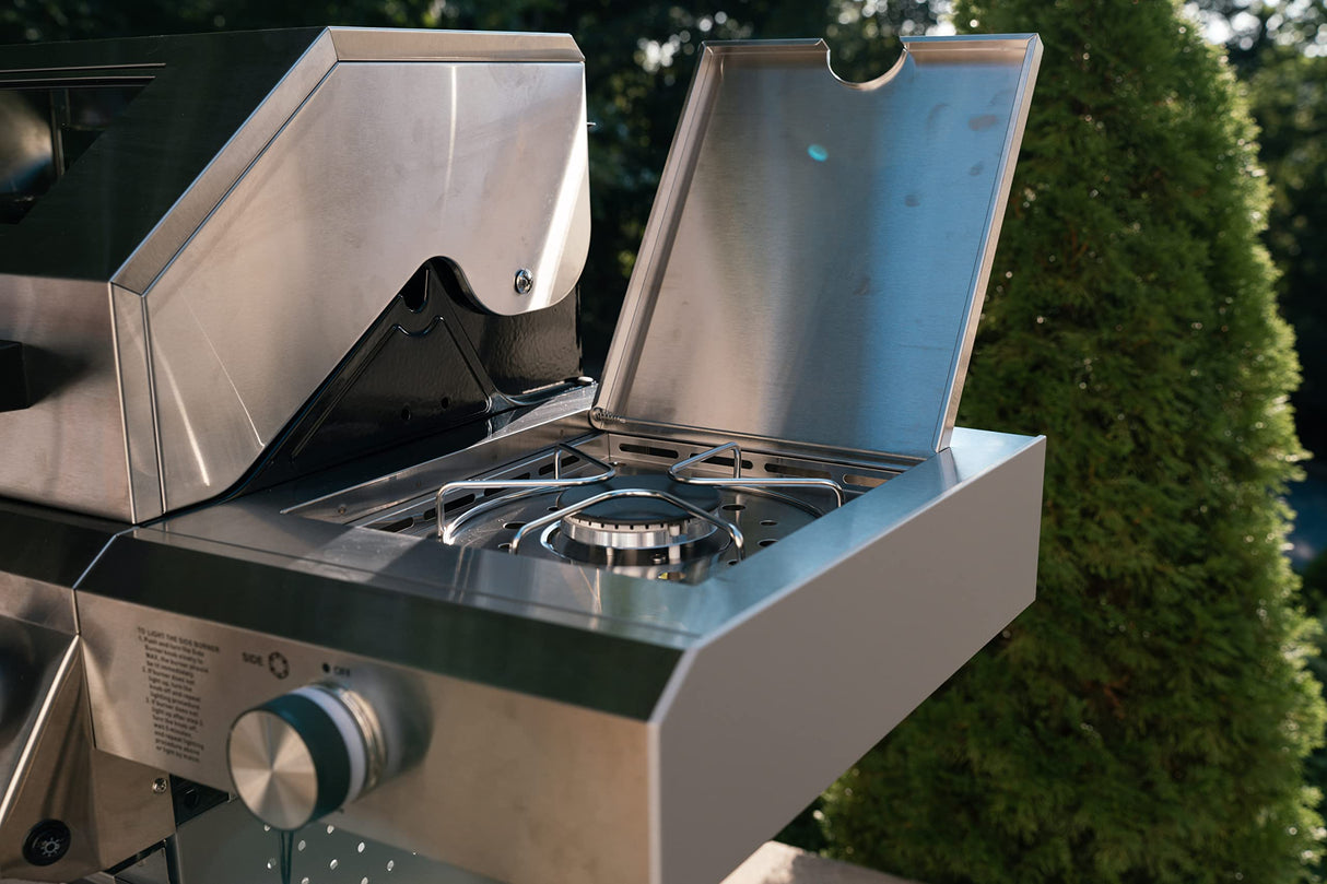 Monument Grills Larger 4-Burner Propane Gas Grills bbq Stainless Steel Heavy-Duty Cabinet Style with Knob Controls Side Burner Mesa 400m with Smoker Box (2 Items) Monument Grills