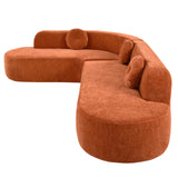 122'' Curved Sectional Cloud Sofa, Modern L Shaped Couch with Chaise & Pillows, Comfy Upholstered Deep Seat Compression Boneless Sofa for Living Room, Apatment, Office, No Assembly Required, Orange SLEERWAY