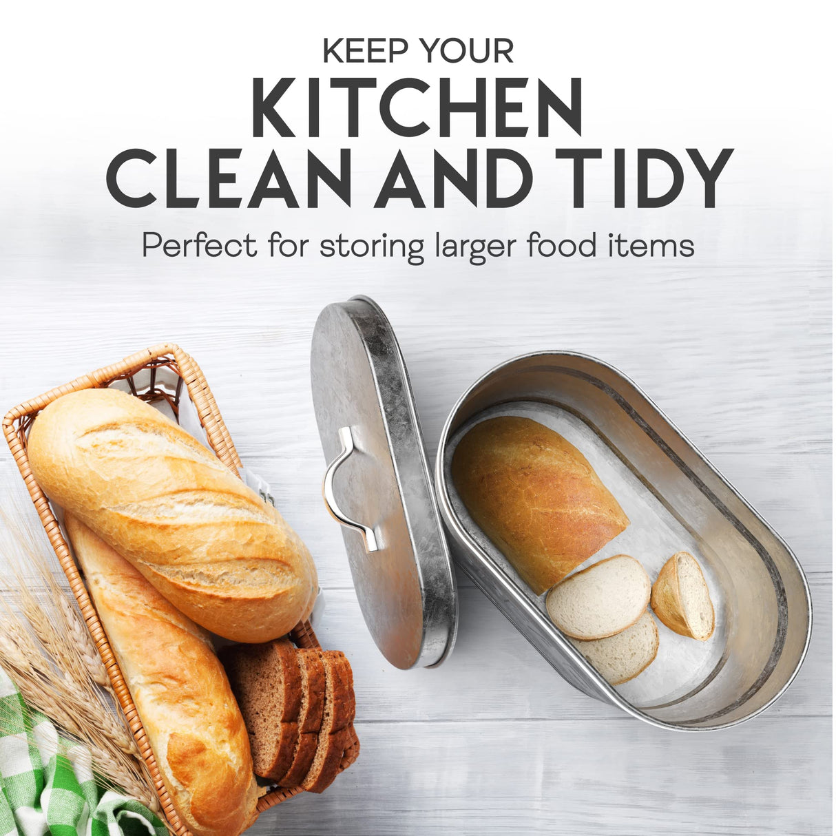 Amici Home, , Rustic Kitchen Galvanized Metal Bread Storage Bin, 288 oz, Gray Amici Home