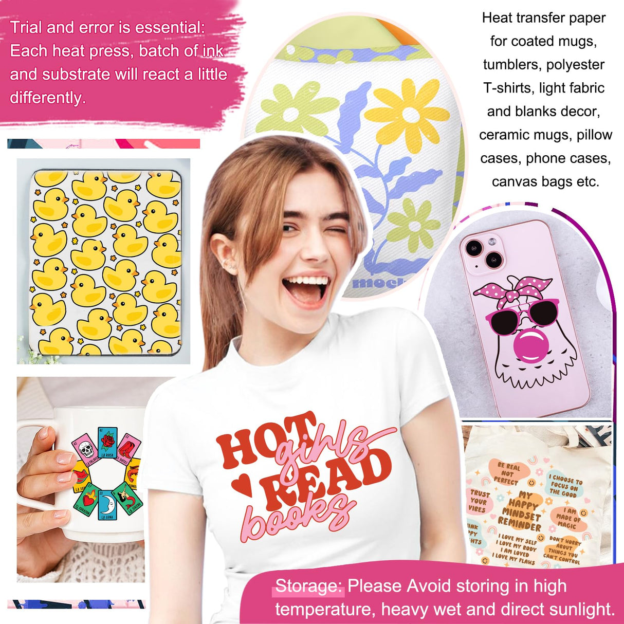 TECKWRAP Sublimation Paper 8.3 x 11.7 Inch 100 Sheets 120gsm Work with Sublimation Printer and Sublimation Ink, Heat Transfer Paper for Coated Mugs, Tumblers, Polyester T-Shirts, Light Fabric TECKWRAP