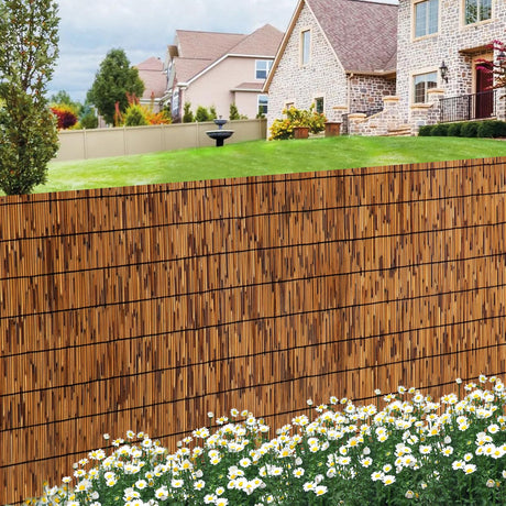 TOOKNIN 1 Pack Natural Reed Fence,5.5FT X 16.4FT Bamboo Fencing Privacy Reed Screening for Outdoor, Gallery, Restaurant, Hotel, Patio (Brown) TOOKNIN