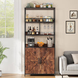IDEALHOUSE Vintage Industrial Freestanding Wine & Bar Cabinet with Glass Holder IDEALHOUSE