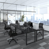 Bonzy Home 12FT Conference Table, Modern Large Meeting Table Office Desks for 16 Person, Long Rectangle Table with Sturdy Metal Frame, 4PCS, 142" D x 64" W x 30" H, Black Bonzy Home