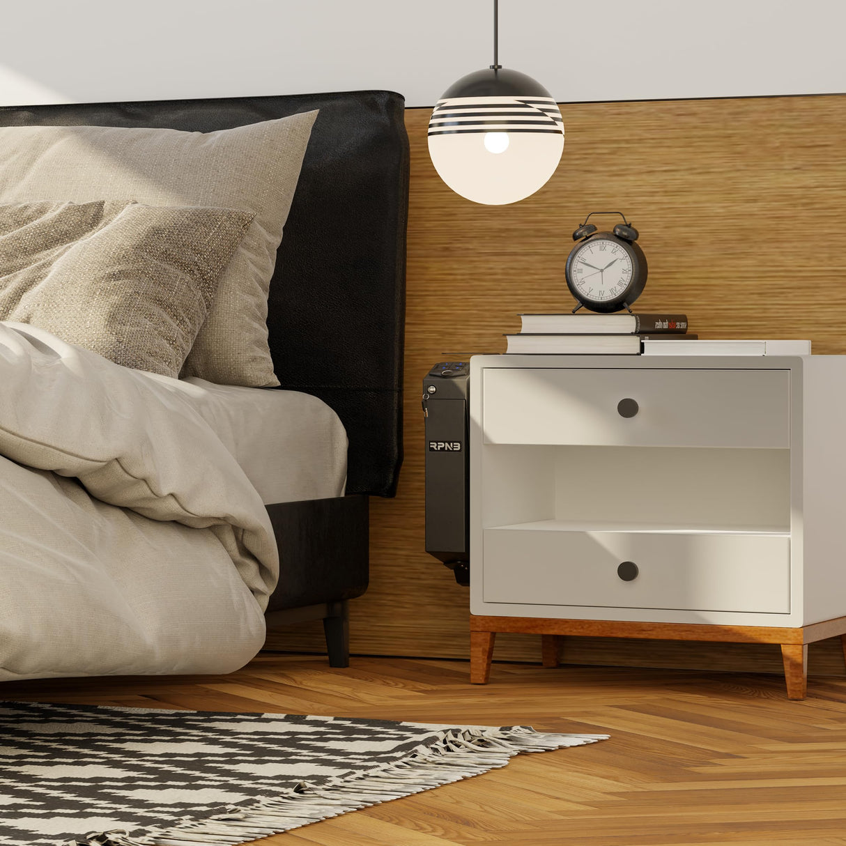 RPNB Mounted Gun Safe with Auto Open Lid Biometric Fingerprint Lock, California DOJ Certified Handgun Safe RPNB