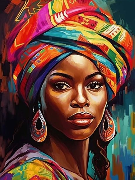 Reofrey DIY Diamond Art Kits for Adults African Woman, Full Drill Round Rhinestone Diamond Painting Kits, Cross Stitch Embroidery Canvas for Crafts Home Wall Decor 30x40cm Reofrey