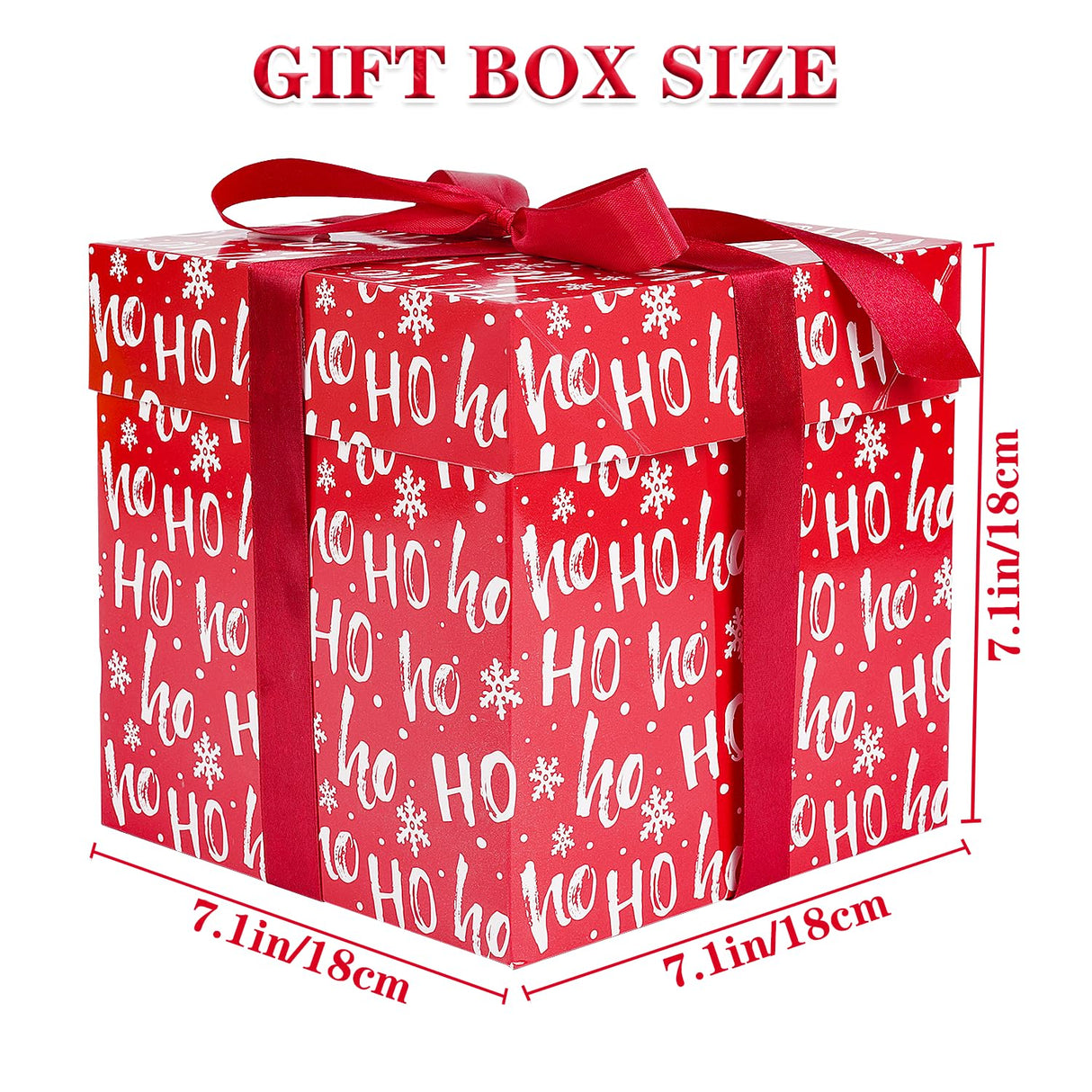 Jaywayang 5 Pack Red Christmas Gift Boxes with Lids, Ribbons and Tissue Papers Square Gift Boxes - 7.1 Inch - Presents Wrapping Christmas Gift Holiday New Year Party Favor Boxes. Jaywayang