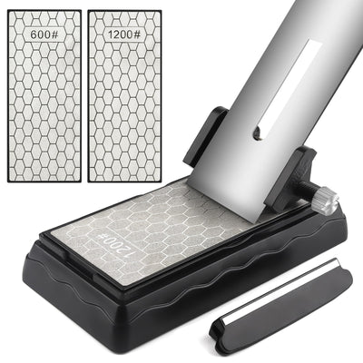 Diamond Sharpening Stones with Honing Guide, Kalolary Knife Sharpener Stone with Non-Slip Base for Chisels Planes Sharpening Stone Set Fine/Coarse Diamond Sharpening Plate with Angle Guide (600/1200)