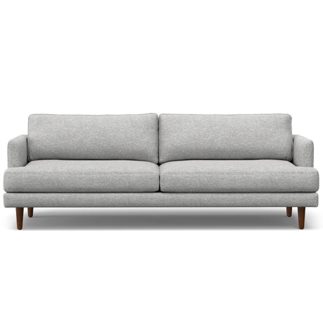 SIMPLIHOME Livingston 90-inch Wide Sofa in Mist Grey Woven-Blend Fabric, Handcrafted Mid-Century Modern Oversized 3-Seater Couch Sofa for Living Room or Family Room, Solid Wood Frame SIMPLIHOME