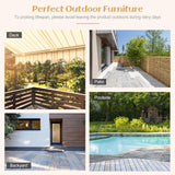 Tangkula Rattan Outdoor Storage Cabinet, Patiojoy Outdoor Cabinet with Acacia Wood Countertop, Open Compartment, 2-Door Wicker Sideboard, Outdoor Bar for Patio Garden Backyard Poolside (Mix Brown) Tangkula