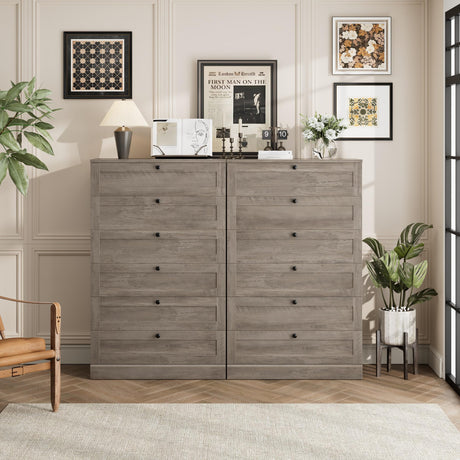 HOSTACK 6 Drawer Dresser for Bedroom, 52" Tall Dresser & Chest of Drawers, 29" W Wood Dresser Drawer Chest, Modern Vertical Dresser Storage Cabinet for Living Room, Entryway, Hallway HOSTACK