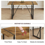 Ganooly Rustic 5 Piece Dining Room Table Set for 4 People, Mid Century Modern 55 Inch Rectangle Wood Kitchen Dining Table with 4 Fabric Chairs Set, Suitable for Kitchen Dining Room Ganooly