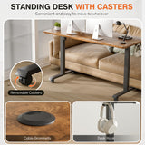 Furmax Electric Standing Desk, 55 x 24 Inches Height Adjustable Desk with Removable Casters, Home Office Computer Desk (White) Furmax