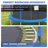 8FT Trampoline with Safety Enclosure Net Combo Bounce Jump Outdoor Fitness Trampoline PVC Spring Cover Padding for Kids FDW