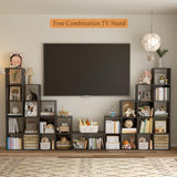 OSCHF Ladder Cube Storage Bookcase - Wooden L-Shaped 5-Tier Corner Shelf, Reversible 15-Cube Organizer for Home & Office, Black