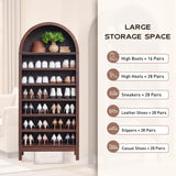 IFGET 71" Tall Arched Bookshelf, 7 Tiers Arch Bookcase with Storage, Modern Farmhouse Book Shelf with Adjustable Shelves, Wood Bookshelf w/Open Display Shelves for Living Room, Office (Brown) IFGET