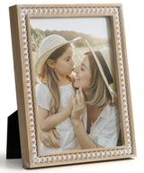 SUMGAR 5x7 Picture Frames 7x5 Photo Frame White Wood Farmhouse Boho Wall Mounted Shabby Chic Display for Desk Birthday Friend Gifts for Christmas with Decorative Distressed Pine Beads SUMGAR