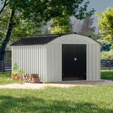 Patiowell 10 X 12 FT Barn Style Metal Storage Shed for Outdoor, Steel Yard Shed with Design of Lockable Doors, Utility and Tool Storage for Garden, Backyard, Patio, Outside Use Patiowell