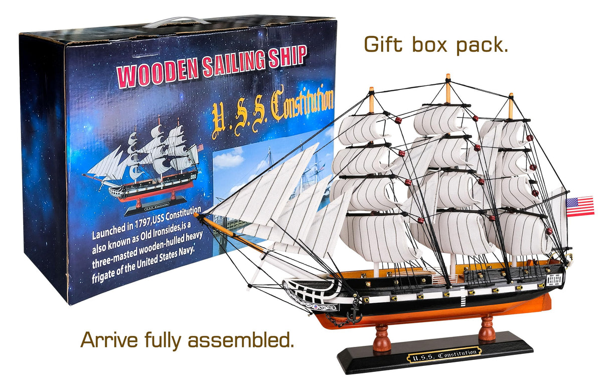 SAILINGSTORY Wooden Model Ship USS Constitution 1/225 Scale Replica Ship Model Sailboat Decor HOME DECOR SAILINGSTORY