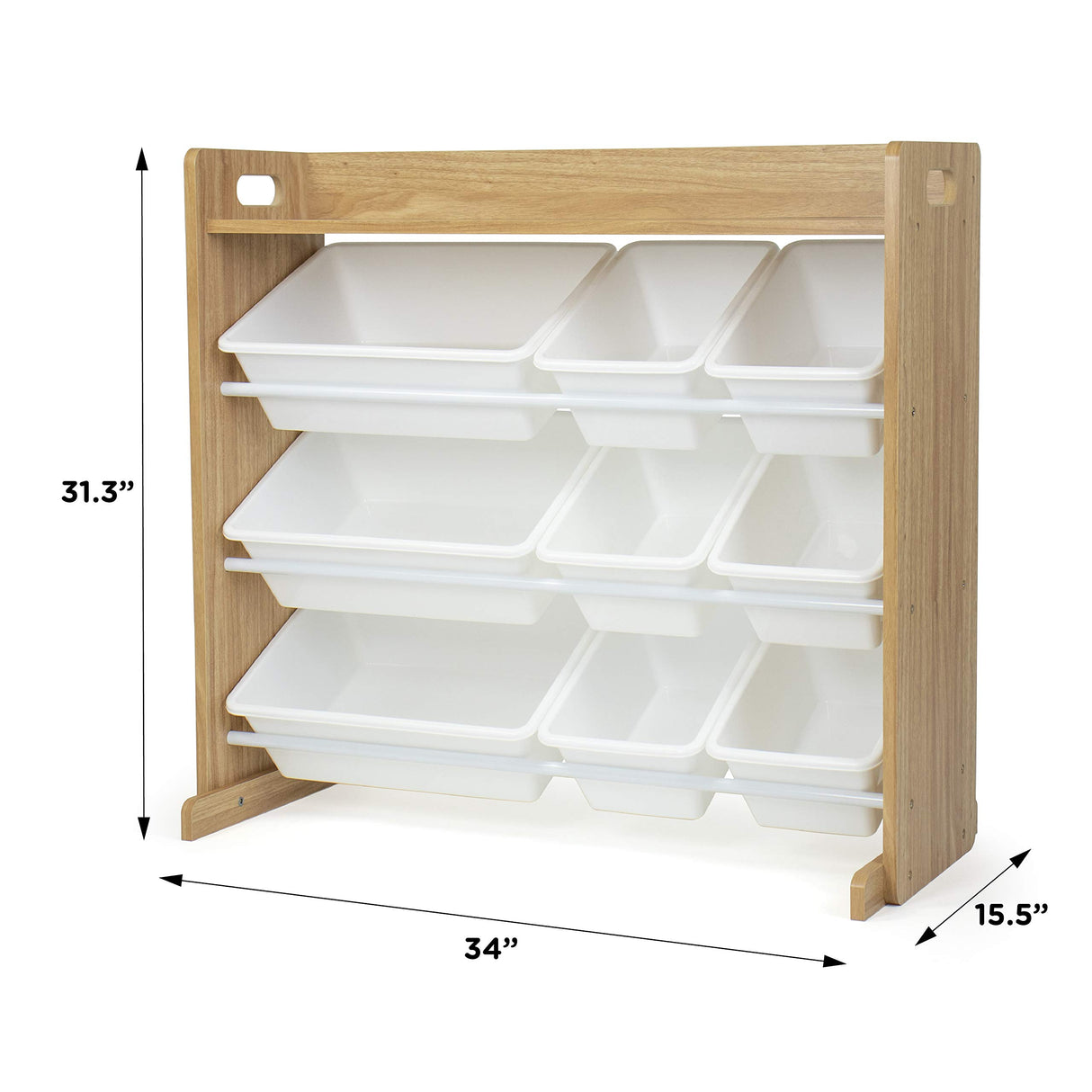Humble Crew Toy Storage Organizer with Top Shelf and 9 Removable Bins, Natural/White – Toddler Bookshelf with Toy Organizer - Modern Toy Rack Ideal for Kids' Rooms, Playrooms, and Nurseries Humble Crew