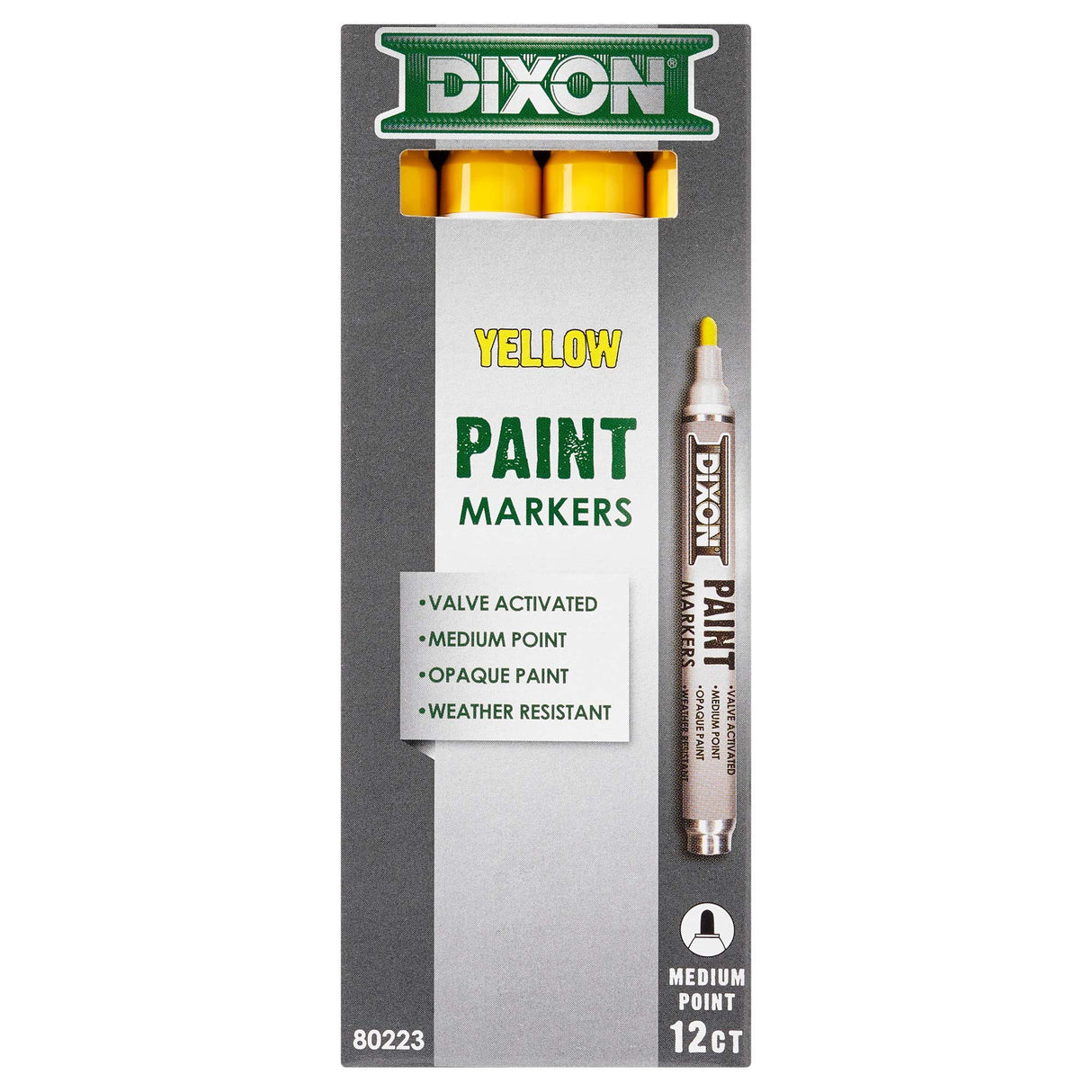 Dixon Paint Markers, Medium Tip, Box of 12, Yellow (80223) Dixon