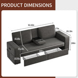 Maupvit 75” Loveseat Sofa with 2 Drawers, USB & Type-C Charging Port, Comfortable Linen Living Room Couch with Small Table Board, Upholstered Small Settee Fits Bedroom, Office, Grey Maupvit