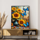 Paint by Numbers Kit for Adults Beginner Sunflower, Butterfly Adult Paint by Number Kits on Canvas, Flower DIY Acrylic Oil Painting by Numbers for Adults, Perfect for Home Wall Decor 16X20 Inch Okarina