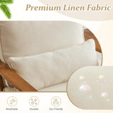 VINGLI Solid Wood Wide Armrests Accent Chair,Upholstered Mid Century Modern Chair with Pillow,Comfy Reading Chair Farmhouse Arm Chair,Chairs Living Room,Bedroom,Guest Room,Linen Fabric,Beige VINGLI