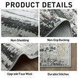 8x10 Area Rugs Washable Rug: Large Modern Abstract Living Room Rug Soft Anti-Skid Thin Carpet Indoor Floor Non-Shedding Carpets for Bedroom Dining Farmhouse Nursery Home Office Black Grey Gold Gent drizz