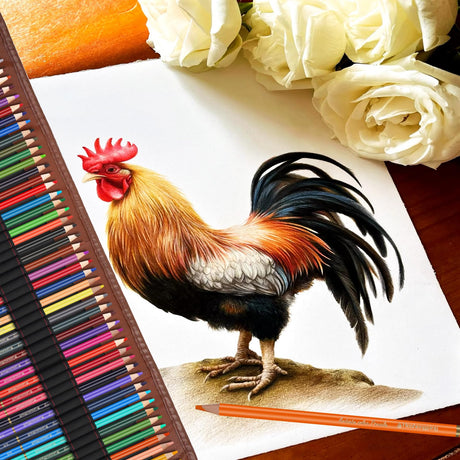 Heshengping 48 Color Colored drawing sketching Pencils Set for Coloring Books Drawing kit Art Supplies with Roll up Canvas Case gift for Adults Beginners familys Heshengping