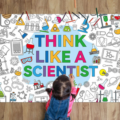 Naozinebi Science Giant Coloring Poster for Kids Giant Science Chemistry Lab Coloring Poster Large Scientist Lab Coloring Tablecloth Coloring Book for Back to School Supplies Home Classroom Activities