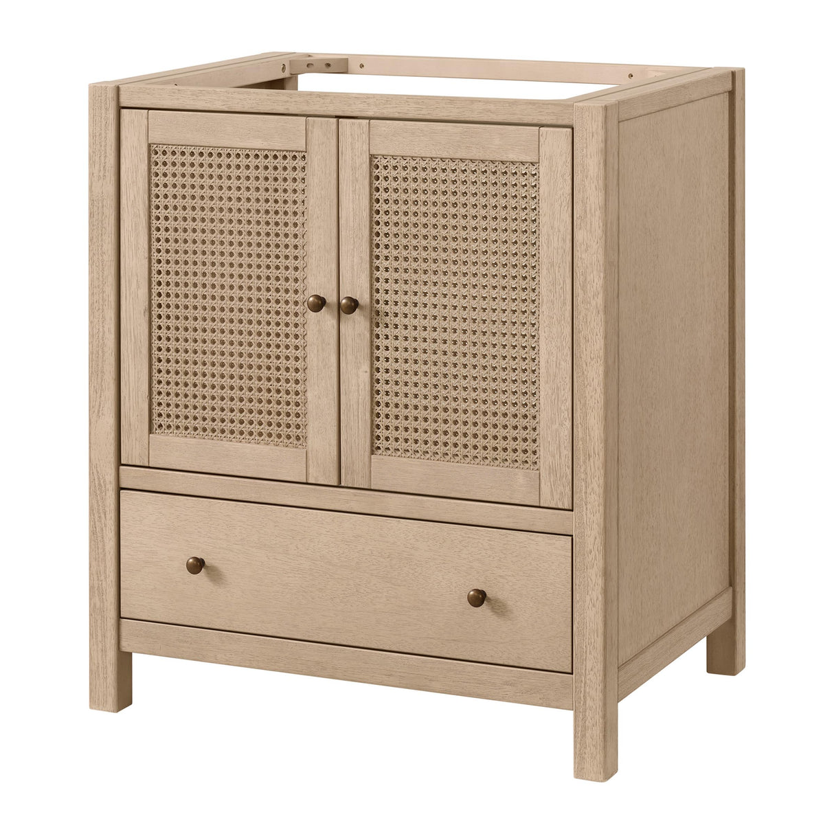 Alaterre Furniture Lucca 30 Inch Bathroom Vanity - Freestanding Cabinet Without Sink - Small Wood Bathroom Vanity with Large Drawer and Soft-Close Doors - Under Sink Cabinet Only (Natural) Alaterre Furniture