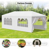 F2C 10 x20 Outdoor Gazebo White Canopy with sidewalls Party Wedding Tent Cater Events Pavilion Beach BBQ (10'X20') F2C