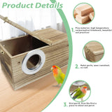 PINVNBY Parakeet Nesting Box, Carbonized Wood Bird Box, Wood Breeding Box for Birds, Budgie Lovebirds Conure Finch Parrot Canary (M: 9.8 x 5.3 x 5.3 inch) PINVNBY