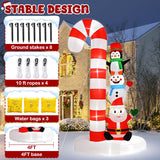 8 FT Christmas Inflatables Santa Claus Snowman Penguin with Candy Cane Outdoor Decoration Built-in LED Lights Cute Blow Up Christmas Decor for Xmas Party Holiday Yard Patiobay