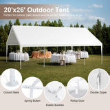 GOJOOASIS 20' x 26' Heavy Duty Carport with Roll-up Visual Windows, Reinforced Party Tent with Removable Sidewalls & Doors for Parties, Wedding, Outdoor Events, Car Canopy with All-Season Tarp, White GOJOOASIS