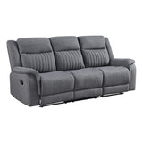 Lexicon Manual Double Reclining Sofa, Polished Microfiber Upholstered 3 Seater Manual Sofa Recliner for Living Room, Wall Hugger, Easy Assembly, Gray Lexicon