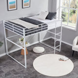 Suwopmvy Heavy Duty Metal Loft Bed Frame Twin Size with Safety Guard Rails & Built-in Ladder - Sturdy Space Saving Loft Bed for Kids, Teens, Adults, College Dorm, Studio Apartment (White, Twin) Suwopmvy