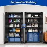 BYNSOE 71'' Kitchen Pantry Storage Cabinet with 5 Adjustable Shelves Metal Pantry Storage Cabinet with Ventilation Cupboard Cabinet for Kitchen, Living Room Dinning Room Bathroom. (Black, 71 inch) BYNSOE