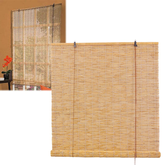 Bamboo Roller Blinds for Window,Light Filtering Bamboo Roll Up Shades Bamboo Blinds for Patio Shades Cordless 18" 25" 27" 31" 39" 45" 60" 64" 70" Wide Roman Shades