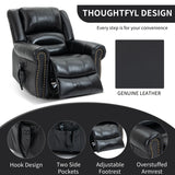 Dual Motor Power Lift Chair, Lay Flat Recliner Chair, Electric Recliner with Massage and Heat for Elderly, Remote Control, Infinite Position, Standing Assistance, USB Ports (Black, Genuine Leather) Trustyue