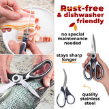 Kitchen Shears by Gidli - Lifetime Replacement Warranty - Includes Seafood Scissors As a Bonus - Heavy Duty Utility Stainless Steel All Purpose Ultra Sharp Scissors for Food - Cooking Shears Gidli