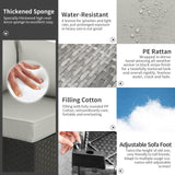 Rattaner 9-Piece Outdoor Sectional Wicker Furniture Set Patio Furniture Conversation Couch Set Large-size Storage Table with Thicken(5") Anti-slip Light Grey Cushions Furniture Cover Rattaner