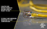 Yellow Jacket Extra Heavy Duty Extension Cord, 50Ft, 10 Gauge, 3 Conductor, Lighted End, Weather Resistant, SJTW, Yellow, 2991 Yellow Jacket