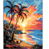 ZTOTZ Paint by Numbers Kit for Adults Beach Scenes,Adult Paint by Number Kits Beach,Sunset Beach Paint by Numbers 16X20 Canvas Without Frame,DIY Ocean Sunset Paint Number Set ZTOTZ