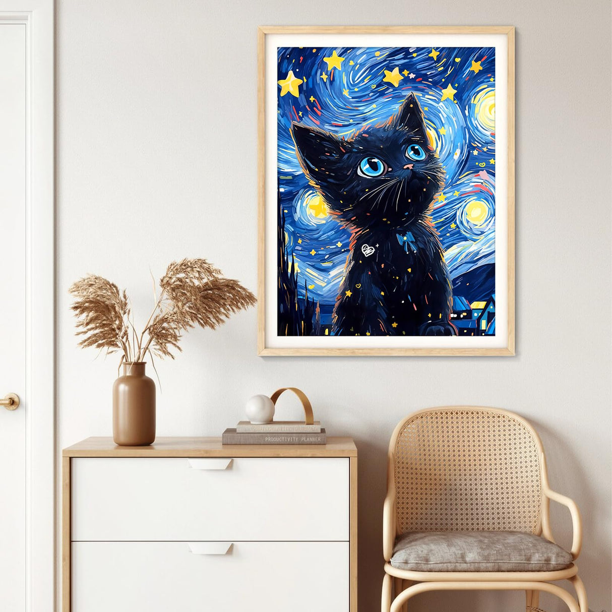 SANYUN Cat Diamond Art Kits for Adults,Starry Night Diamond Painting Kits, Animals Paint by Diamonds Pictures for Beginners Teenagers,Perfect for Home Office Decor 12x16 inch SANYUN