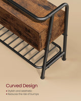 VASAGLE Shoe Storage Bench with Seating, Shoe Bench with Organizer Drawer, Industrial Style, Steel Frame, Holds Up to 600LB, for Entryway, Living Room, Bedroom, Rustic Brown and Ink Black, ULSB151K01 VASAGLE