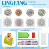LINGFANG 4 Pcs Diamond Art Stained Glass Window Clings with Diamond DIY Pen Tools, Diamond Painting Window Stickers for Suncatchers, Diamond Art Kits for Adults, Diamond Art Accessories (Mandala 4) LINGFANG