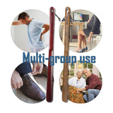 Brosisincorp Wooden Shoe Horn Long Handle For Seniors 23.6" Easy Wear Helper Shoehorns Women Kids Baby Elderly Hanging Rings Red Beech Wood Brosisincorp