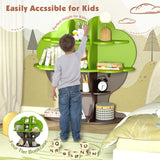 Tree Kids Bookshelf Toddler Bookcase 4-Tier Baby Book Rack Children Toy Storage Organizer Wood Display Shelf for Nursery Playroom Bedroom Classroom School Homeschooling Boy Girl’s Gift (green tree) HedoAjim