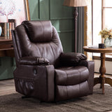 MCombo Electric Power Lift Recliner Chair Sofa with Massage and Heat for Elderly, 3 Positions, 2 Side Pockets, and Cup Holders, USB Ports, Faux Leather 7040 (Dark Brown, Medium) MCombo
